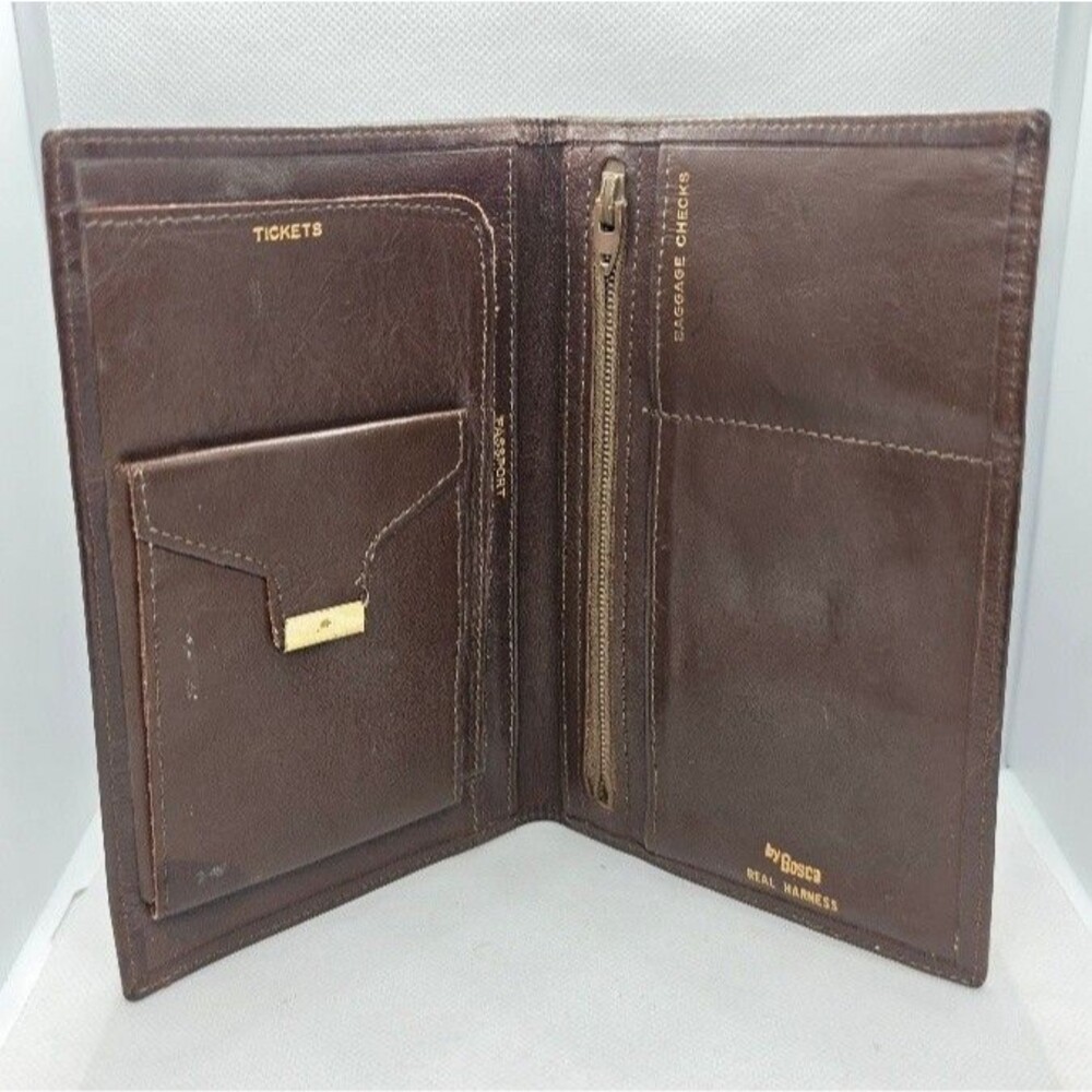 Bosca Slim Bifold Brown Leather Travel Wallet